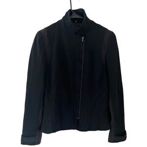 Elie Tahari Black Jacket Lined Faux Suede Panel Sz S